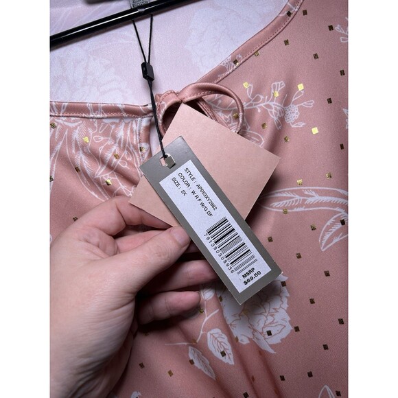 Alex & Parker Women’s Plus Size Sparkle Floral Tie Waist Dress Pink Size 2X NWT - Picture 5 of 9